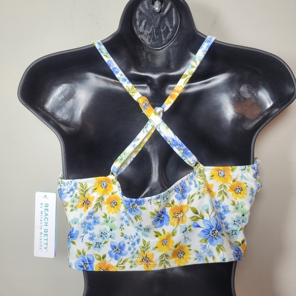NWT Beach Betty by Miracle Brands Floral Swim Top sz M 678022 - Picture 2 of 6